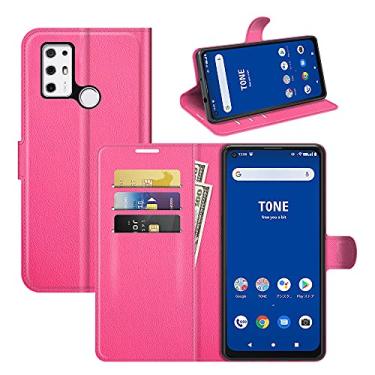 Imagem de Capa para Tone E21, com suporte de cartão de couro PU + [capa de TPU] [suporte] [compartimentos para cartão] Capa fólio magnética para capa de telefone Tone E21 (rosa choque)