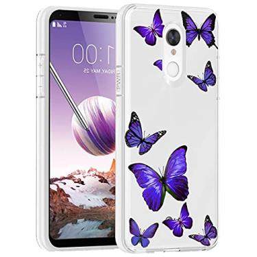 Imagem de Vavies Capa para LG Stylo 4/para LG Stylo 4 Plus/para LG Q Stylus Capa para meninas e mulheres, capa protetora para telefone traseira de TPU macio e flexível para LG Stylo 4 (borboleta roxa)