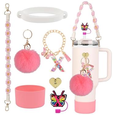 Imagem de Stanley Cup Accessories Set, Stanley 850.5 g 1,134.0 g Tumbler Accessories, incluindo tampa de palha de silicone e bota, alça de alça de garrafa de água, anel de silicone elástico, pingente de alça de