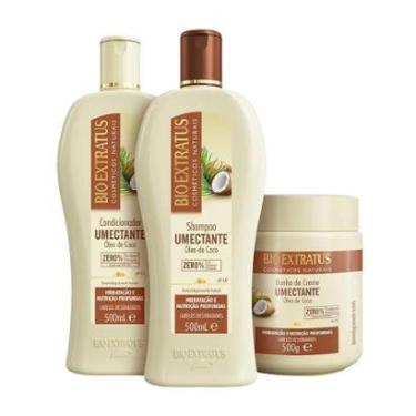 Imagem de Kit 1 Shampoo 1 Condicionador 1 Banho creme Brilho Natural Umectante  500 ml-Unissex