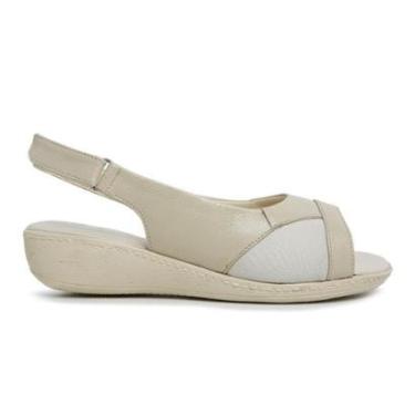 Imagem de Sandalia Feminino Salto Anabela Ortopédico Macia Conforto Couro RF187-Feminino