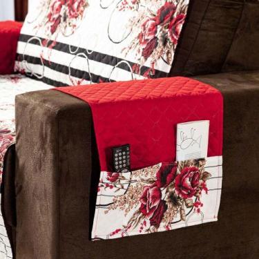 Imagem de Protetor Sofa Estampado Isabela 2 E 3 Lugares - Floral Vermelho/Preto 