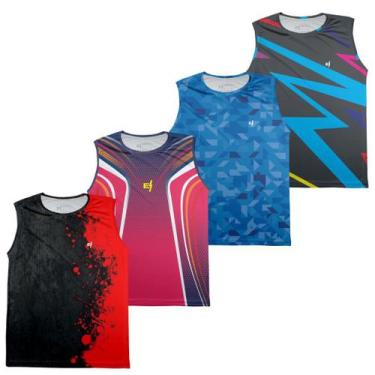 Imagem de Kit 4 Regata Camiseta Cavada Masculina Academia Dry Fitness Protecao U