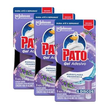 Imagem de Kit 18 Refil Detergente Sanitário Pato Gel Adesivo Lavanda 38g