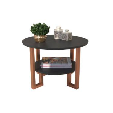 Imagem de Mesa de Centro Redonda Lótus com Pés de Ferro - Preto - Nosso Sonho De