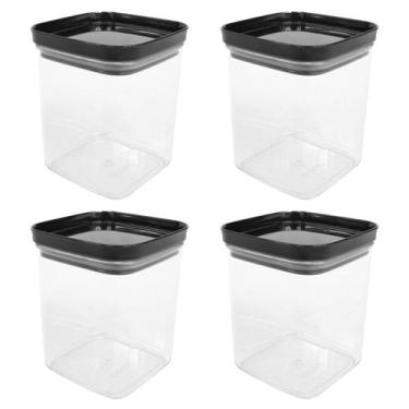 Imagem de Kit 4 Potes Multiuso Hermetico Tampa Preta 300ML - Injeplastec