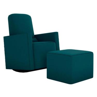 Imagem de Poltrona com Puff para Maternidade Ibiza Suede Petróleo - Mais de Casa