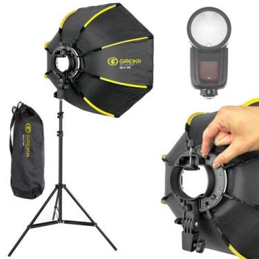 Imagem de Softbox Para Flash Speedlite Cabeça Redonda Greika Montagem Rápida 65c