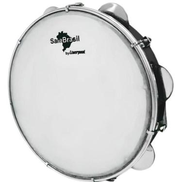 Imagem de Pandeiro liverpool sambrasil premium 10 preto c/ pele branca