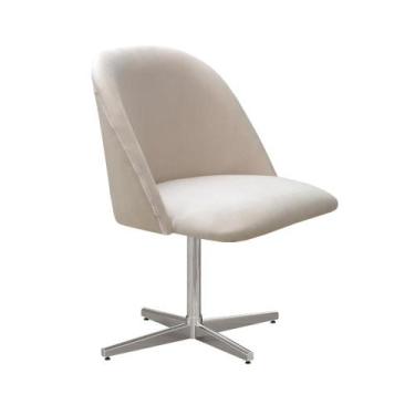 Imagem de Poltrona Gaia Pé Giratório Metal Cadeira Decorativa Sala, Escritório, 