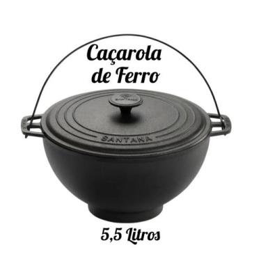 Imagem de Caçarola Caldeirão  Polentta Ferro Com Tampa  5,5 Litros  - Santana
