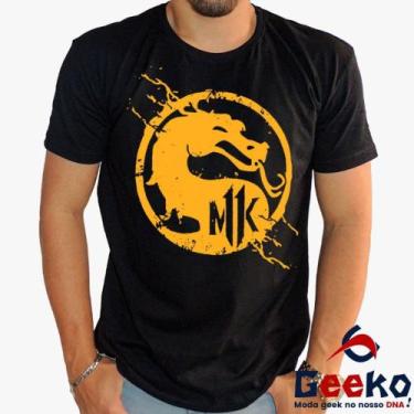 Imagem de Camiseta Mortal Kombat 100% Algodão MK Geeko, Preto gola careca, G