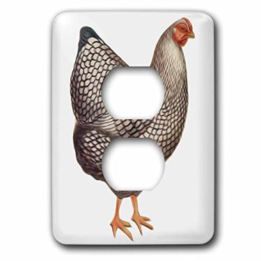 Imagem de 3dRose lsp_119032_6 Vintage Bird Illustration Faux Oil Paint Effect Chicken Hen 2 Plug Outlet Cover