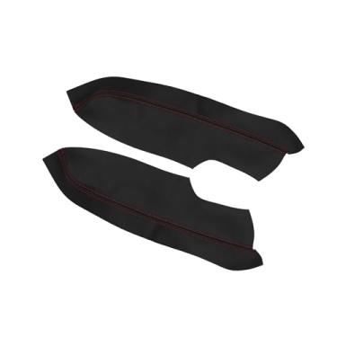 Imagem de INFINAUTO Par de painéis de couro sintético para porta dianteira de carro capa de apoio de braço preto e vermelho para Honda Civic 2006-2011 Sedan design elegante