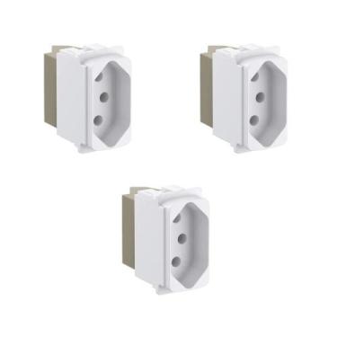 Imagem de Kit 3 Mód Tomada 2P+T 20A Branco Borne Parafuso Zeffia Pial - Pial Leg