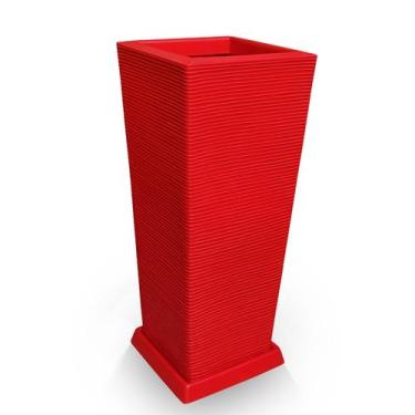 Imagem de Vaso De Planta + Prato Polietileno Alto 90X40 Vermelho - Foster Plast
