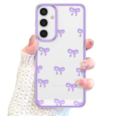 Imagem de EYZUTAK Capa para Samsung Galaxy A55 5G, estampa de laço de fita transparente, proteção para câmera, elegante e durável, TPU, Roxa