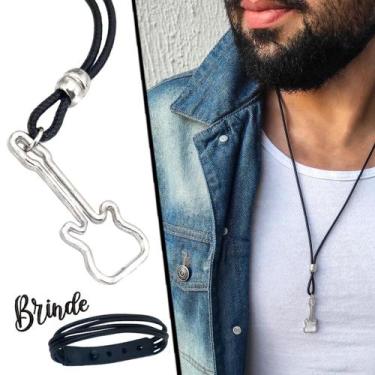 Imagem de Colar de Couro Ajustável Tradicional Guitarra - GRANADO ACESSÓRIOS