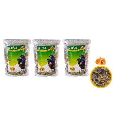 Imagem de Kit 4 Rações Mistura Pássaro  Curió Bicudo Azulão Mel 500 Gr Belga