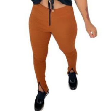 Imagem de Calça Cintura Alta Bengaline Com Zipper Na Barra Justa Colada - outelt