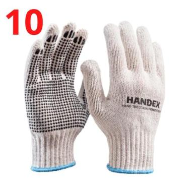 Imagem de Kit 10 Luva Seguraça Pedreiro Obra Tricotada Pigmentada Epi - HANDEX