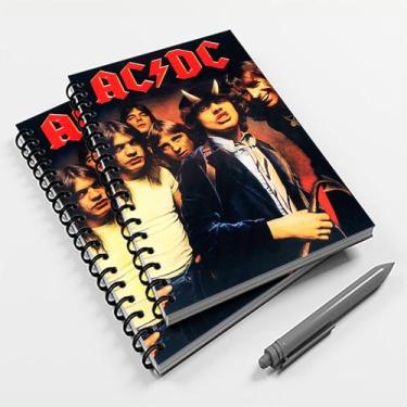 Imagem de Caderno Universitário 200 fls 10 Mat Rock  AC/DC Mod 02 - Premium