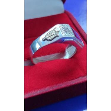 Imagem de Anel Formatura Dirreitto Masculino Prata Baguete Grande Anel de Format