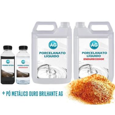 Imagem de Kit Porcelanato Líquido Metálico Ouro Brilhante Ag Por M - Resinas Ag