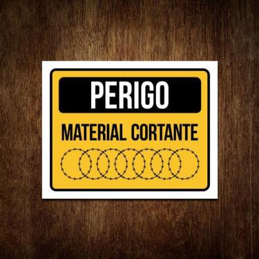 Imagem de Placa Perigo Material Cortante Concertina Sinalização 27X35