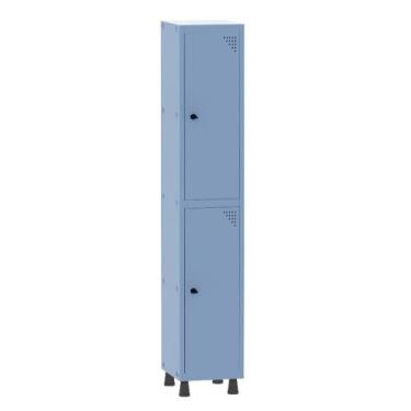Imagem de Armário Guarda Volume Locker Roupeiro 1 Vão 2 Portas Aço GRP501/2 Azul