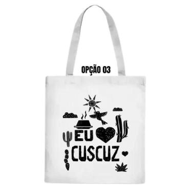 Imagem de Bolsa Ecobag Xilogravura Eu Amo Cuscuz Bom Demais Nordeste - LARANJA E