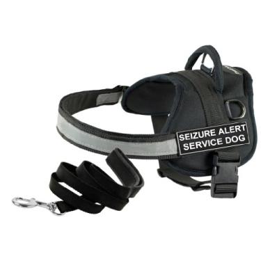 Imagem de Arnês Dean and Tyler Bundle One DT Works, Convulsão Alerta de Convulsão, PPP (18, 21) + Uma coleira acolchoada para filhotes, fecho inoxidável de 1,8 m, preto