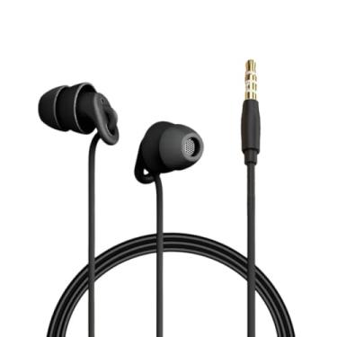 Imagem de ZBJBinCH Fones de ouvido intra-auriculares com cancelamento de ruído, fones de ouvido macios com fio com controle de volume de microfone para canal auditivo pequeno, insônia dormindo lateral