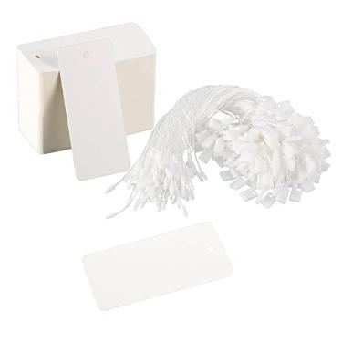 Imagem de harayaa Conjunto de 200 etiquetas de presente com barbante, etiquetas de marcação em branco de papel kraft com alfinetes de segurança, etiquetas para, BRANCO