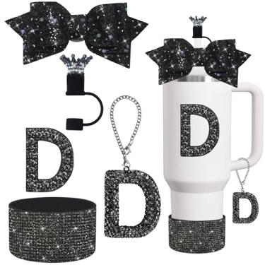 Imagem de XIANGYUAN Conjunto de acessórios de garrafa de água para Stanley Cup, acessórios para copo Stanley, inclusive, decorações para copo copo 30/1,134 g, bota de silicone com glitter com capa de canudo de