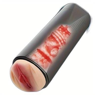 Imagem de Brinquedos sexuais masculinos masturbador masculino, masturbador vibratório, de bolso apertável para homens com vagina texturizada realista de profundidade, brinquedos de masturbação