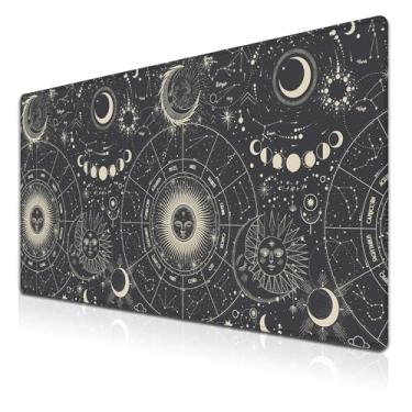 Imagem de Samgula Mouse pad grande preto para jogos, acessórios de mesa de computador para homens, tapetes de teclado para computador, base de borracha antiderrapante, 90 x 40 cm, para escritório, estilo bruxa