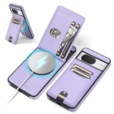 Imagem de SkyEagle Capa carteira compatível com Magsafe para Google Pixel 8A com suporte para cartão de suporte, bloqueio RFID, compartimentos para cartão de crédito, couro PU, homens e mulheres, capa de