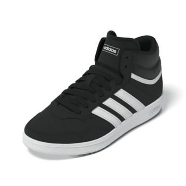 Imagem de adidas Tênis de basquete unissex infantil Hoops 4.0 cano médio, Preto/branco/preto, 18