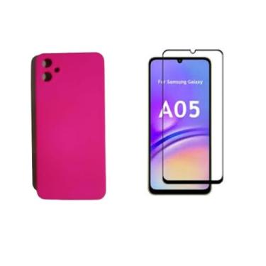 Imagem de Capa Capinha Silicone Aveludada para Samsung Galaxy A05 + Película Protetora 3D (Roxo)