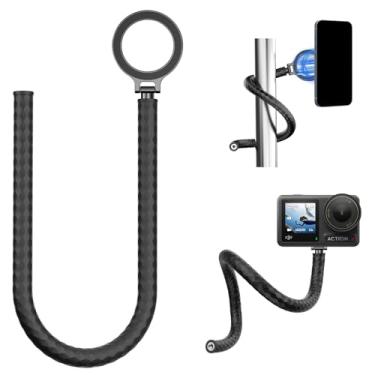 Imagem de Gamiity Braçadeira magnética flexível para telefones, GoPro Insta360, bicicleta, barco, tubo, esteira, carrinho, carro, mesa, tripé suporte de cauda de macaco suporte de pescoço bastão de selfie
