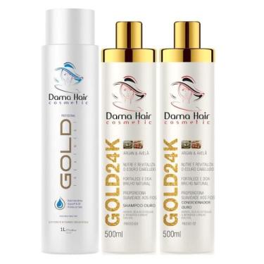 Imagem de Kit Selagem Térmica Capilar Gold 24K Dama Hair (3 Itens)