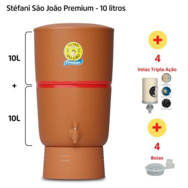 Imagem de Filtro de Barro para Água São João Premium 10 L + 4 Velas Tripla Ação 