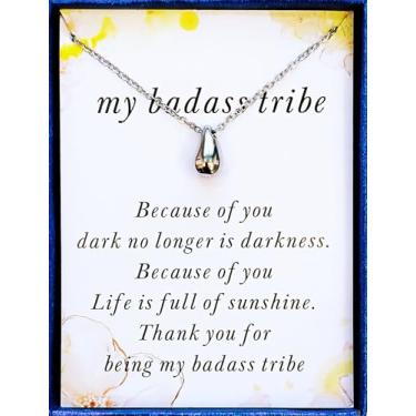 Imagem de WEFRIN Colar Thank You for Being My Badass Tribe para mulheres, colar da amizade, Best Friends to My Badass Tribe, joias de volta às aulas, presentes de formatura com caixa e cartão, Small, Aço