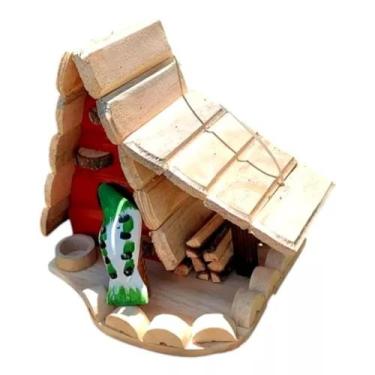 Imagem de Chalé de Passarinho com Cabana feito de Madeira - Enfeite - Decoração 