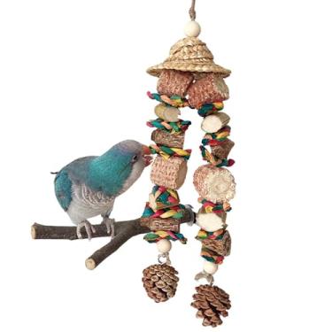 Imagem de Brinquedo para mastigar papagaio, bico seguro, porca de pinheiro, pinha, milho, gaiola de pássaro, ranger de dentes, aliviar o tédio, brinquedos interessantes para pássaros médios e grandes