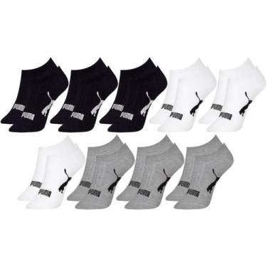 Imagem de Kit com 9 Pares de Meias Adulto Puma Modelo Sapatilha Calcanhar Verdad