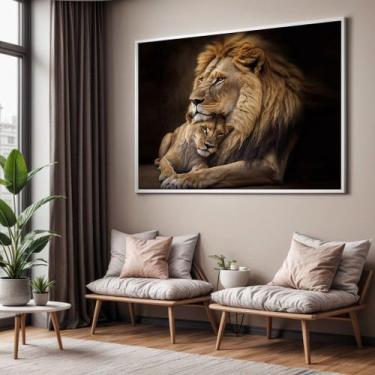 Imagem de Quadros decorativos com Moldura Sala Quarto Leões Família Casal Grande