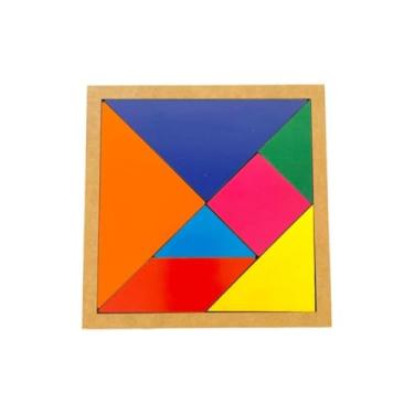 Imagem de Brinquedo Educativo Em Madeira Jogo Tangram Mdf 15cm