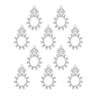 Imagem de COTTVOTT Anel de terço de década, anéis de cruz de rosário de dedo, medalha de bento de exorcismo devocional, rosário, cruz, anel de oração para homens e mulheres, Metal, Sem pedra preciosa